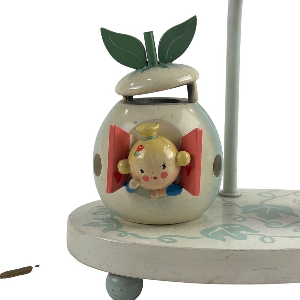 Vintage 50s Kids Lamp Child Bedroom Decor Wooden Pastel Nursery Rhyme - Picture 7 of 14